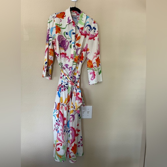 NWT Zara Floral Multicolor Maxi Dress Large - Picture 4 of 9